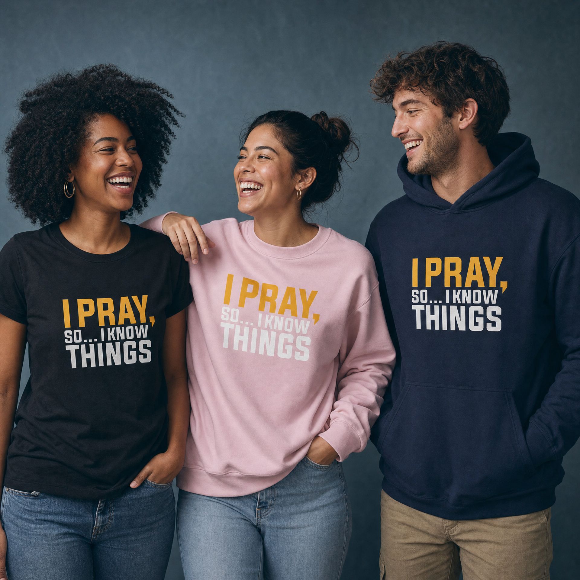 Three friends in Gifted Ones pieces