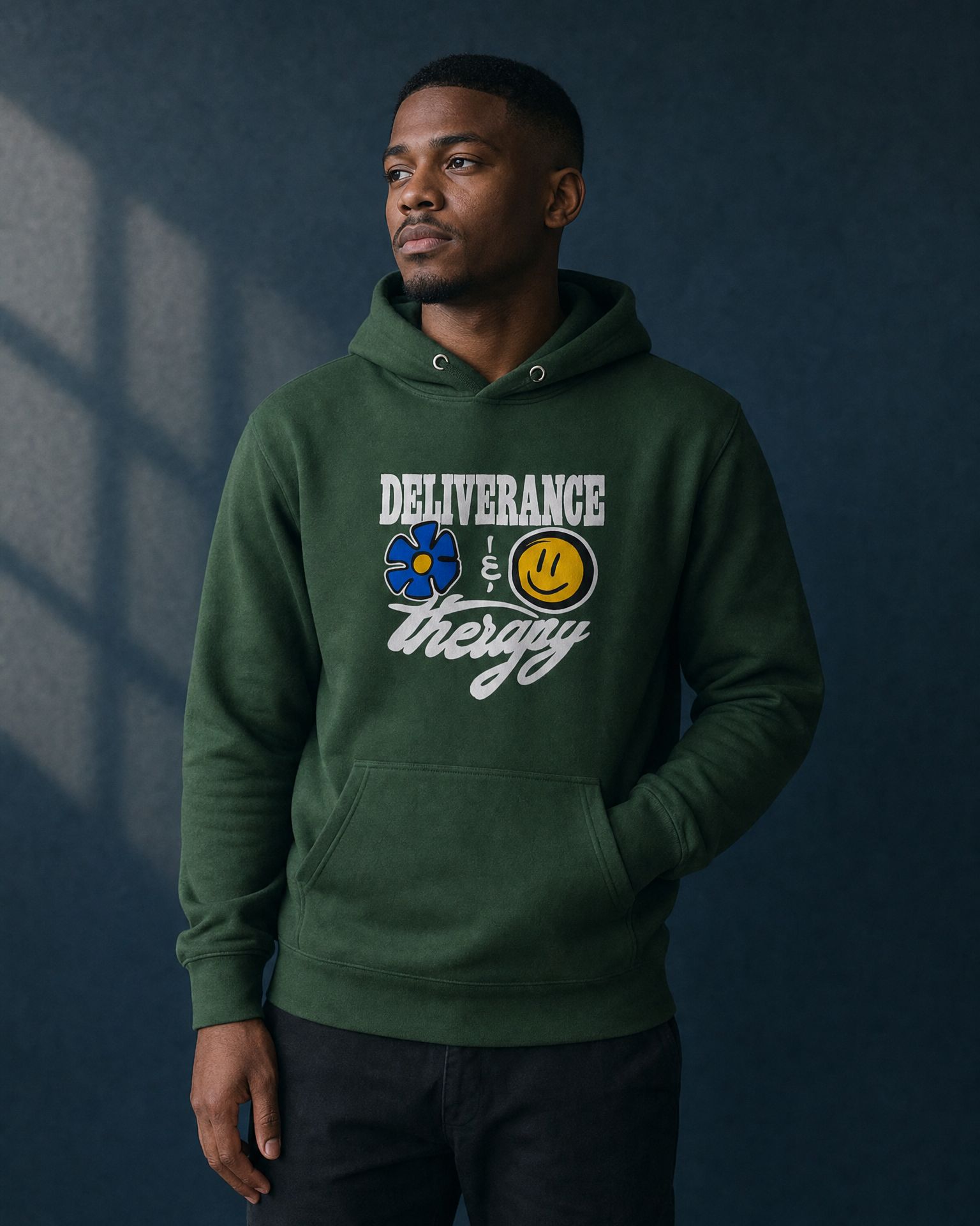 Deliverance & Therapy hoodie in forest green