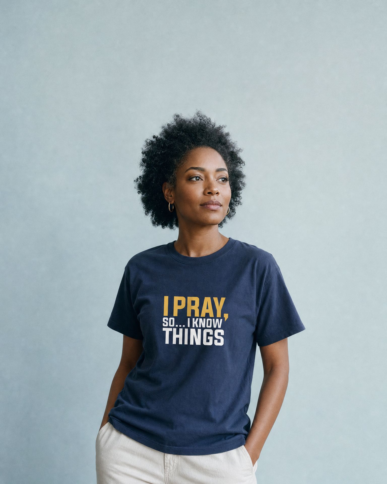 I Pray Tee in navy