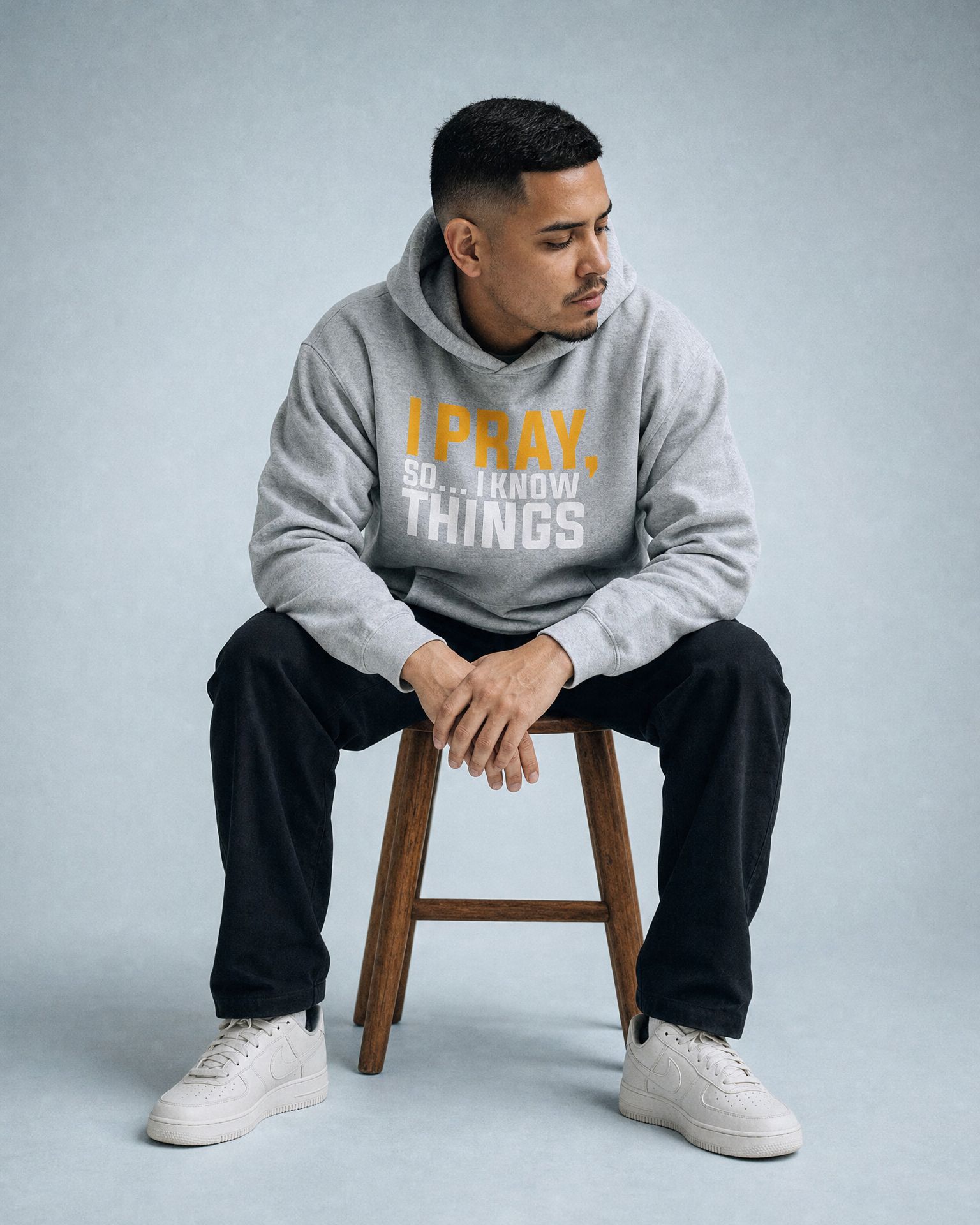 I Pray hoodie in sport grey